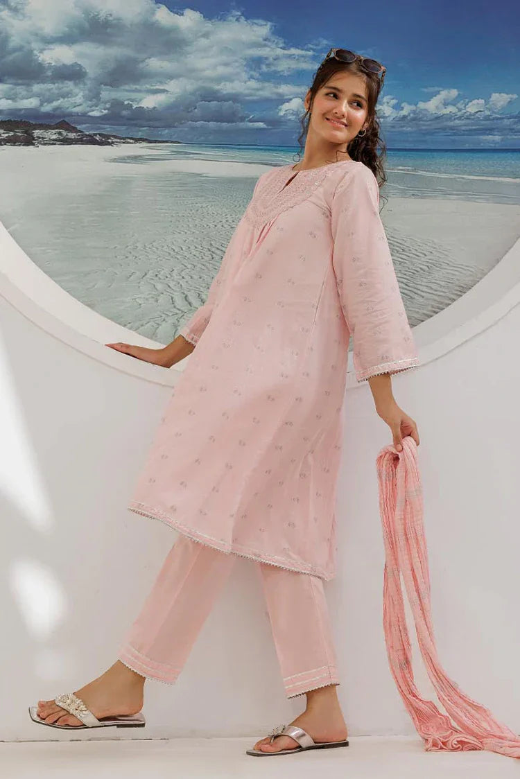 Picture of <!--akp-->GBD-02946 | Pink & Multicolor | Casual Plus 3 Piece Suit | Cotton Jacquard - Available at Raja Sahib