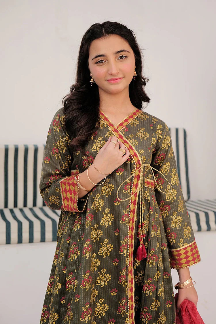 Picture of <!--apb-->GBD-02984 | Grey & Multicolor | Casual Plus 3 Piece Suit | Cotton Dobby Dye over Gold Print - Available at Raja Sahib