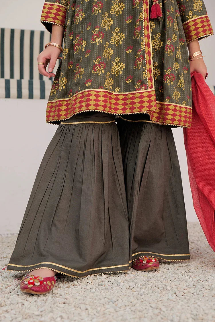 Picture of <!--apb-->GBD-02984 | Grey & Multicolor | Casual Plus 3 Piece Suit | Cotton Dobby Dye over Gold Print - Available at Raja Sahib