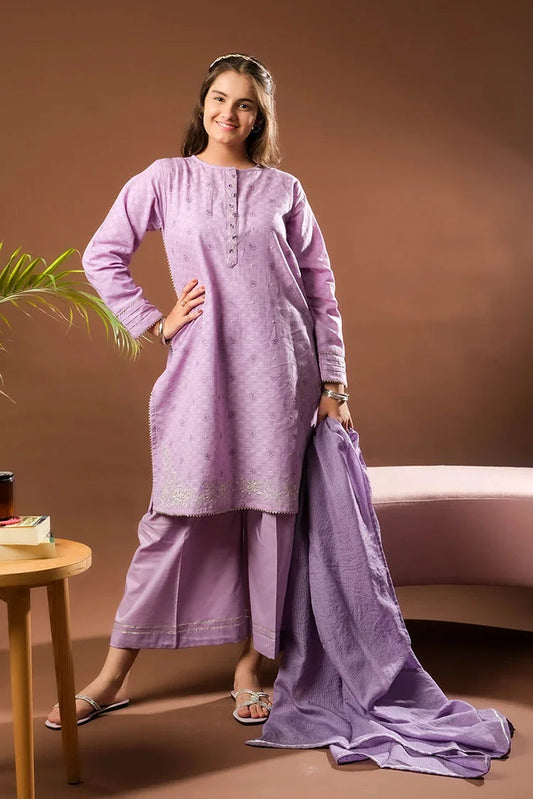 Senorita - Girls Eid Dress - Purple & Multicolor - Casual Plus 3 Piece Suit  - GBD-03385