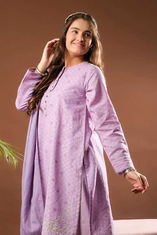 Senorita - Girls Eid Dress - Purple & Multicolor - Casual Plus 3 Piece Suit  - GBD-03385
