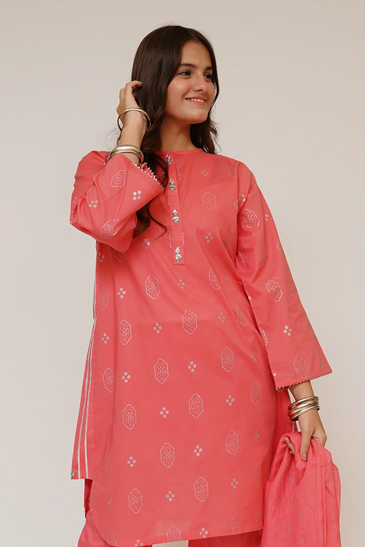 Senorita - Girls Eid Dress - T. Pink & Glitter - Casual Plus 3 Piece Suit  - GBD-03441