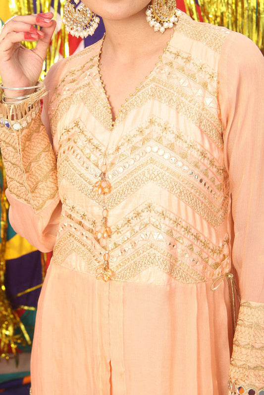 Senorita - GDD-02100 | White & Golden | Formal 3 Piece Suit | Banarsi Khaddi Jacquard