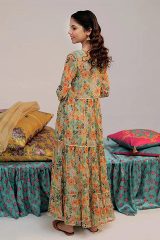 Picture of GDD-02377 | Green & Multicolor | Formal 3 Piece Suit | Fancy Fabric Chiffon - Available at Raja Sahib