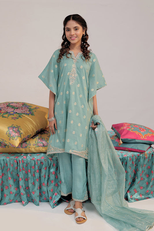 Senorita - GDD-02417 | Sea Green & Gold | Formal 3 Piece Suit | Polyester Chiffon