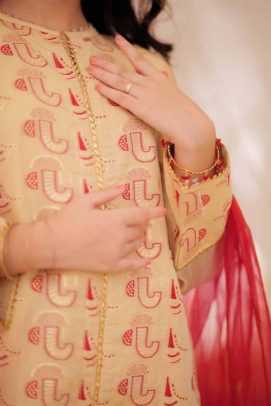 Senorita - GDD-02460 | Yellow & Red | Formal 3 Piece Suit  | Marsuri Plain Jacquard