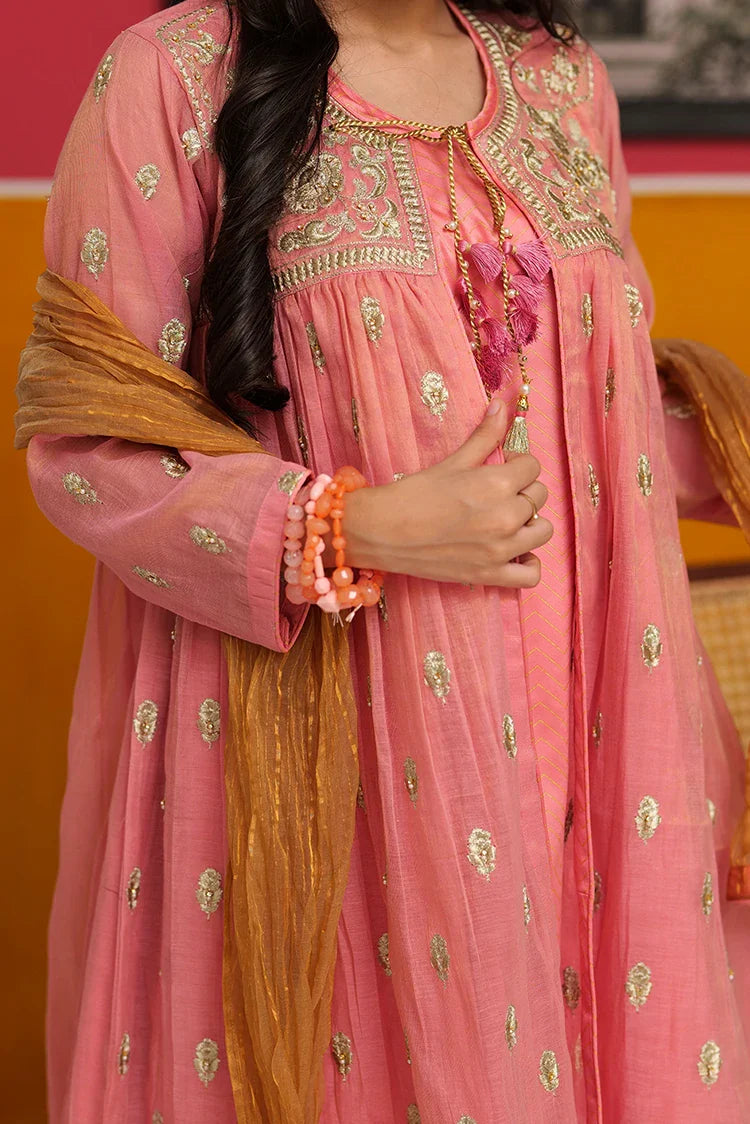 Picture of GDD-02745 | T.Pink & Gold | Formal 3 Piece Suit | Banarsi Masuri - Available at Raja Sahib