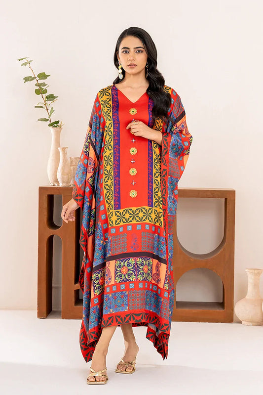 Picture of Stitch Vibes - Velora Collection - Crimson Elegance Kaftan - Available at Raja Sahib