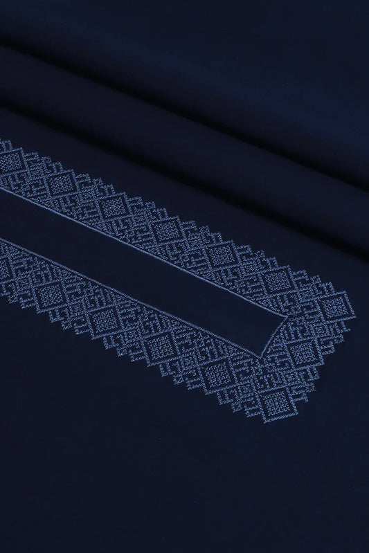 Fabrich - Men's Embroidered Unstitch Kameez Shalwar-Navy