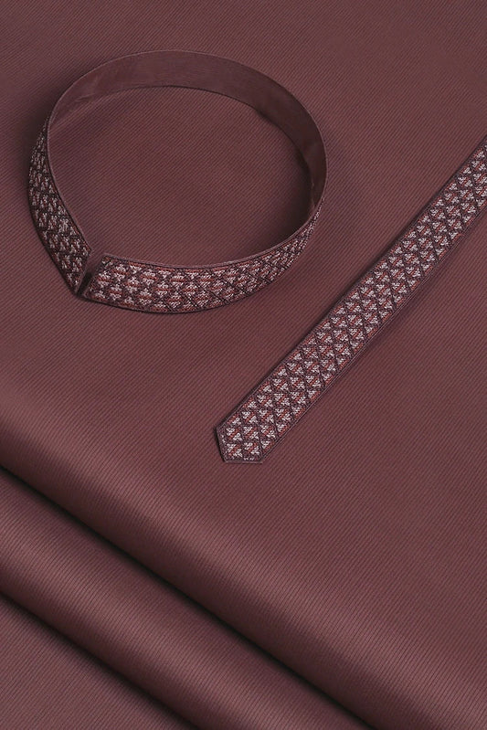 Fabrich - Men's Unstitch Textured Cotton Embroidered Kurta - Syrup