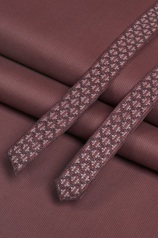 Fabrich - Men's Unstitch Textured Cotton Embroidered Kurta - Syrup