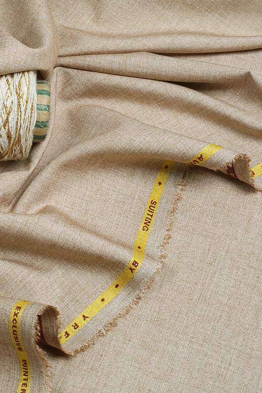 Fabrich - Men's Unstitch Textured Poly Blend Kameez Shalwar - Beige