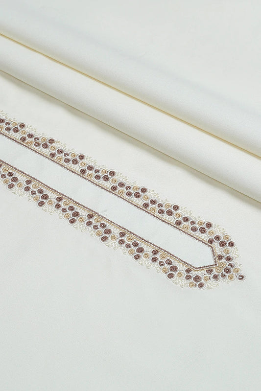 Fabrich - Men's Unstitch Embroidered Neckline Kameez Shalwar Cream