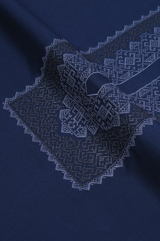 Fabrich - Men's Unstitch Cross Stitch Embroidered Kameez Shalwar - Navy