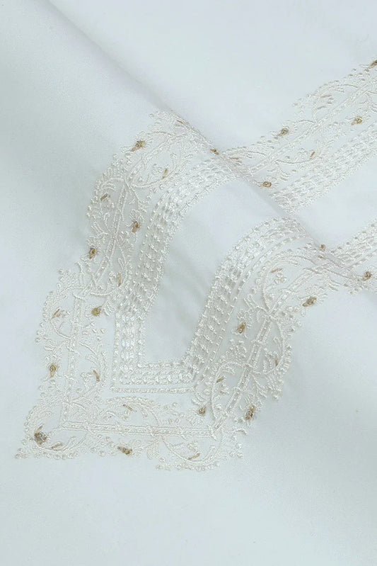 Fabrich - Men's Unstitch Semi-Formal Embroidered Kameez Shalwar - Off White