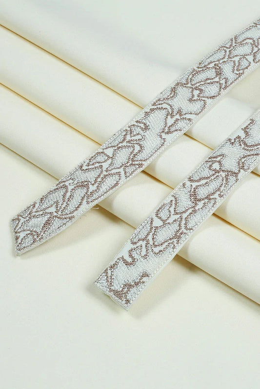 Fabrich - Men's Unstitch Multi-Colored Embroidered Kameez Shalwar - Cream