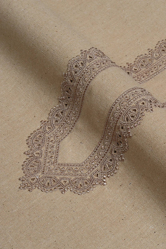 Fabrich - Men's Unstitch Embroidered Khaddar Cutwork - Fawn