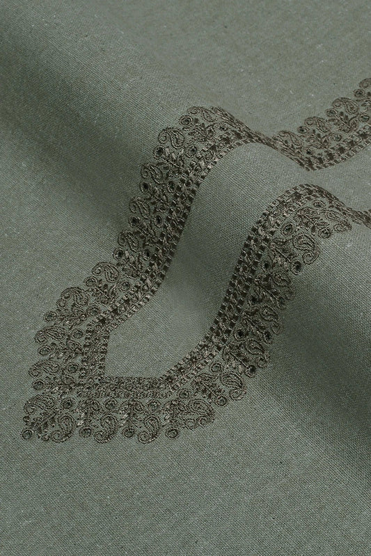 Fabrich - Men's Unstitch Embroidered Khaddar Cutwork - Moss