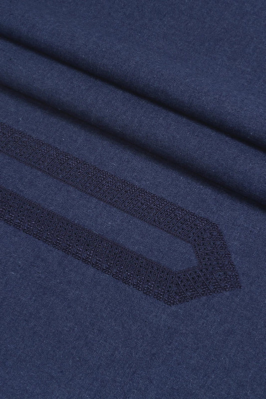 Fabrich - Men's Unstitch Embroidered Khaddar Cutwork - Denim