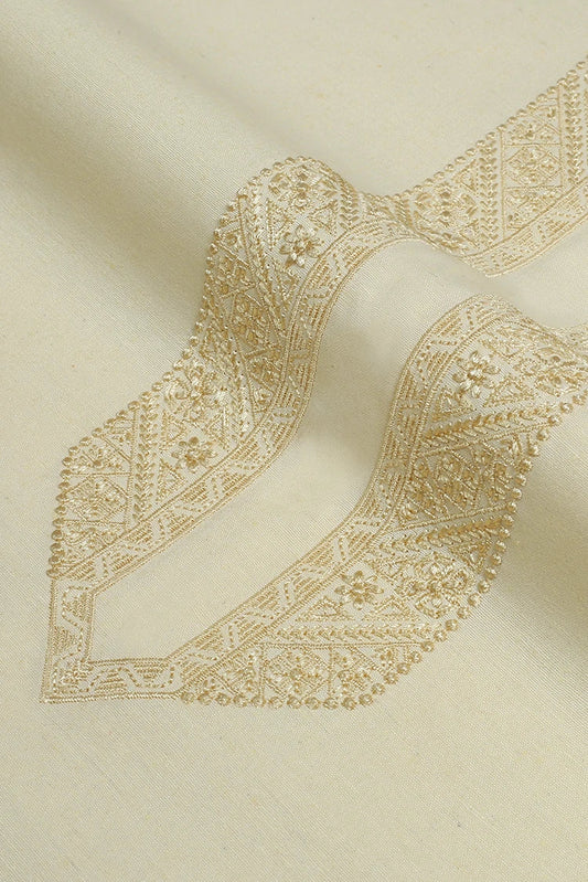 Fabrich - Men's Unstitch Embroidered Cotton Karandi - Cream