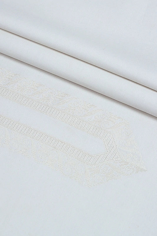 Fabrich - Men's Unstitch Embroidered Cotton Karandi - Off White