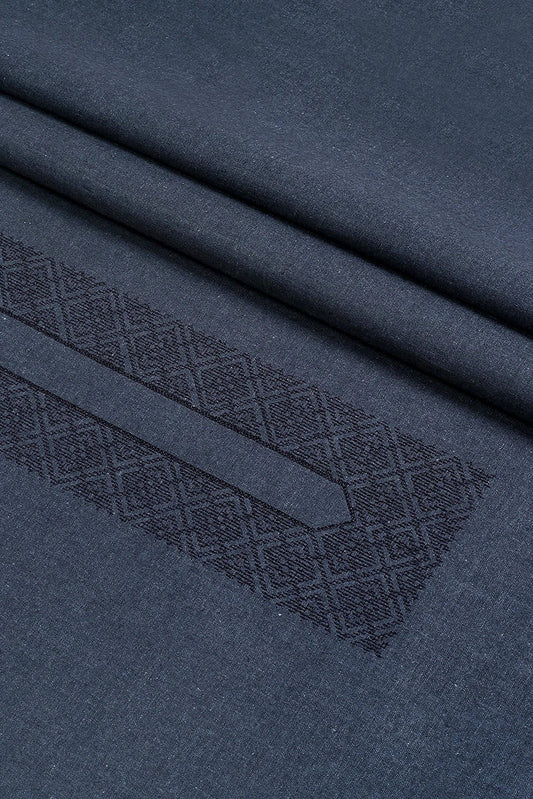 Fabrich - Men's Unstitch Neckline Embroidered Khaddar - Lava Grey