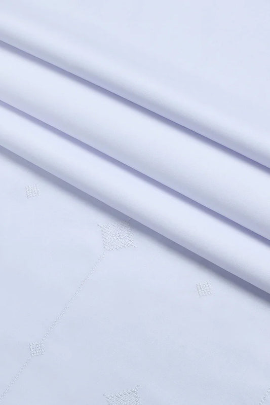 Fabrich - Men's Unstitch Allover Cotton-Thread Embroidered Kameez Shalwar - White