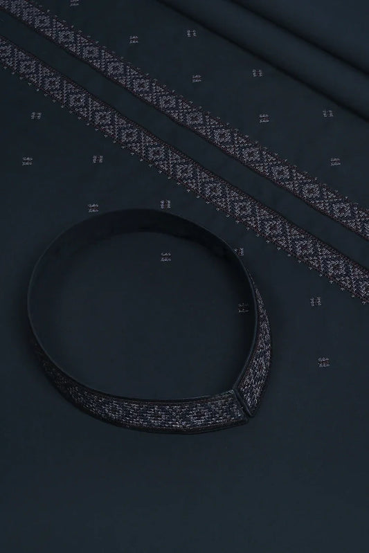 Fabrich - Men's Unstitch Embroidered Kameez Shalwar - Charcoal