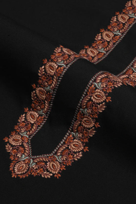 Fabrich - Men's Unstitch Black Kashmiri Embroidered Kameez Shalwar