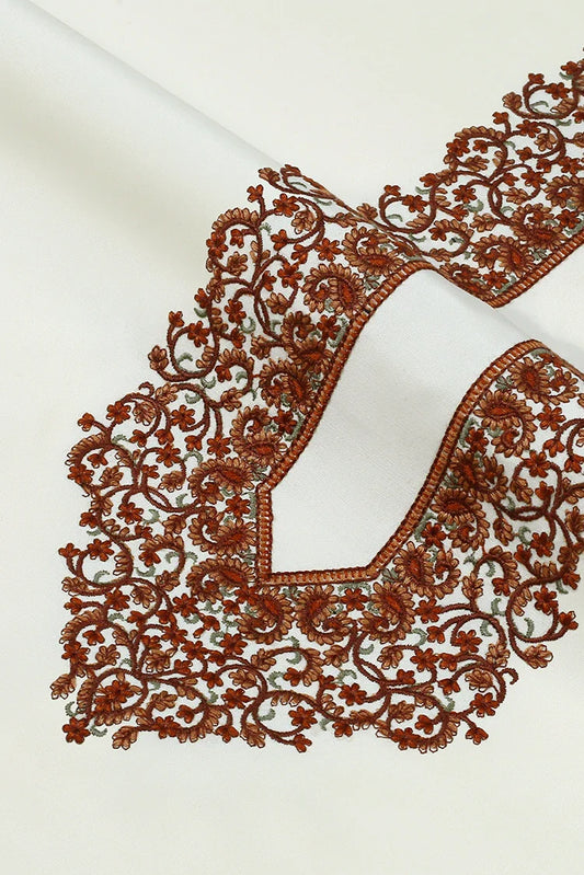 Fabrich - Men's Kashmiri Embroidered Wash 'N Wear Fabric Unstitch Kameez Shalwar - Cream