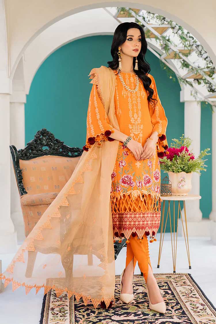 Picture of <!--caf-->Hemstitch - Marigold Arzu Luxury Lawn Collection - Available at Raja Sahib