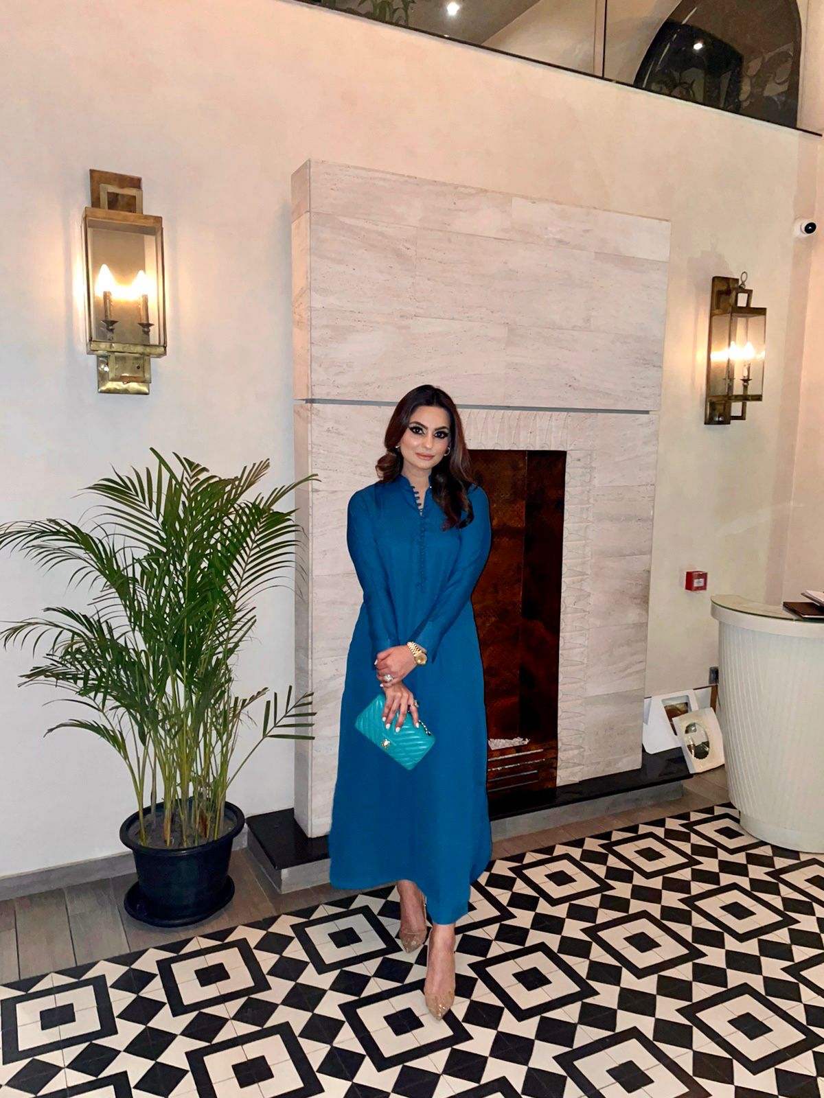 Picture of Manahils - Teal Blue Button Set Tunic - Available at Raja Sahib