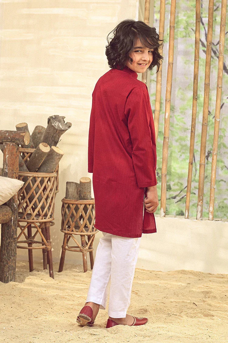 Picture of Istor - 2 PC Stitched - Kids Suit - Maroon - IST-100 - Available at Raja Sahib