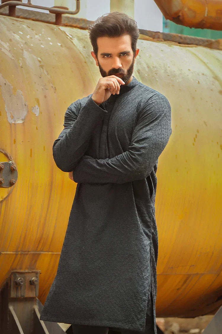 Picture of Istor - 1 Pc Stitched - Navy Kurta - IST-45 - Available at Raja Sahib