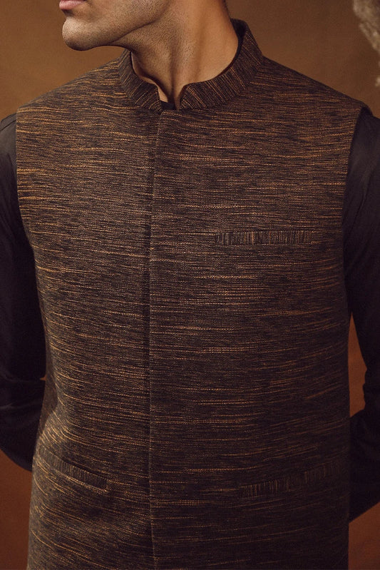 Picture of Istor - Waistcoat - Khaddar - Brown - IST-65 - Available at Raja Sahib