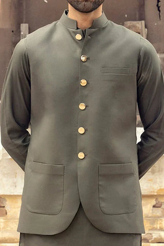 Picture of Istor - Waistcoat - Cardoba - Dark Olive - IST-76 - Available at Raja Sahib