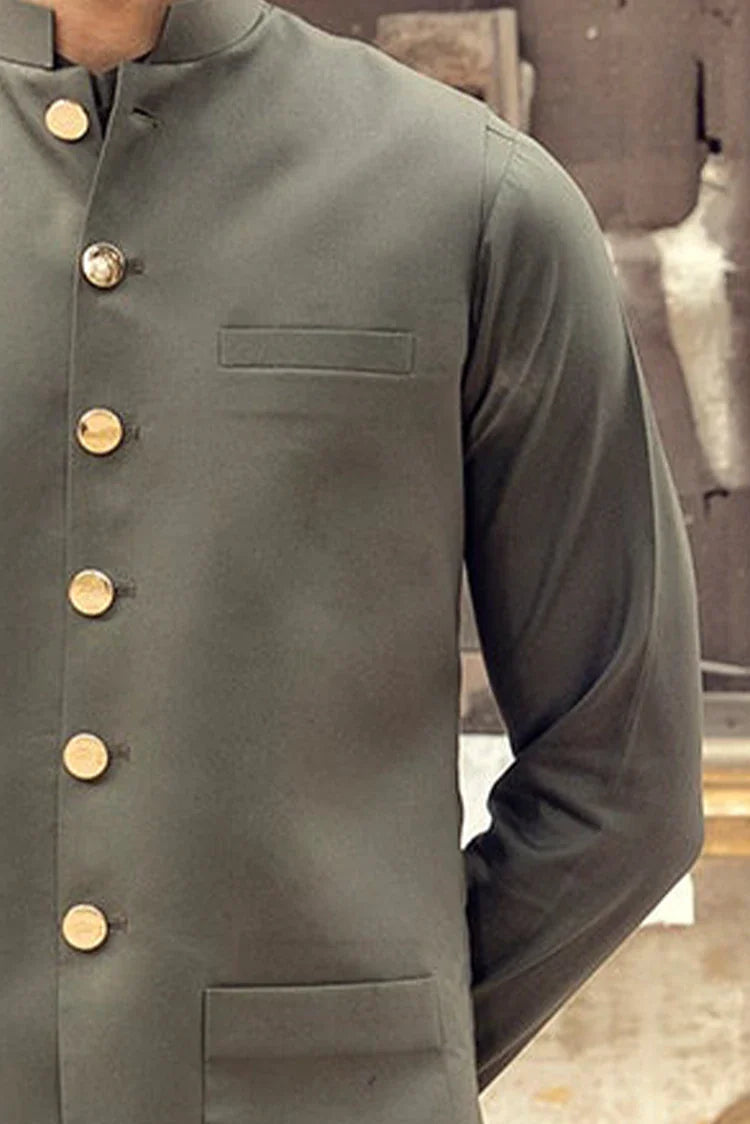 Picture of Istor - Waistcoat - Cardoba - Dark Olive - IST-76 - Available at Raja Sahib