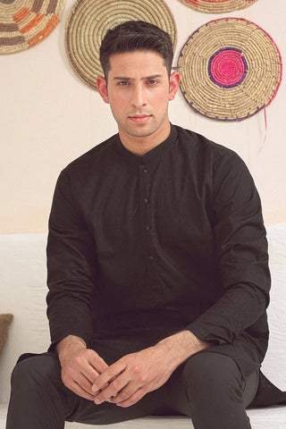 Picture of Istor - 1 Pc Stitched - Black Kurta - IST-80 - Available at Raja Sahib