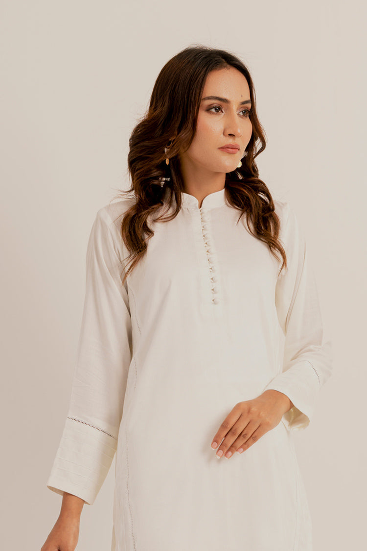 Picture of The Slay Wear - Basic Stitched - Ivory Pleated Set - Available at Raja Sahib