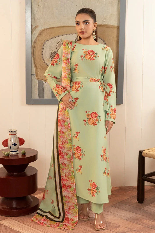 Picture of Stitch Vibes - Basic Wear Pret - 3 PC - Olive Floral Dress - Available at Raja Sahib