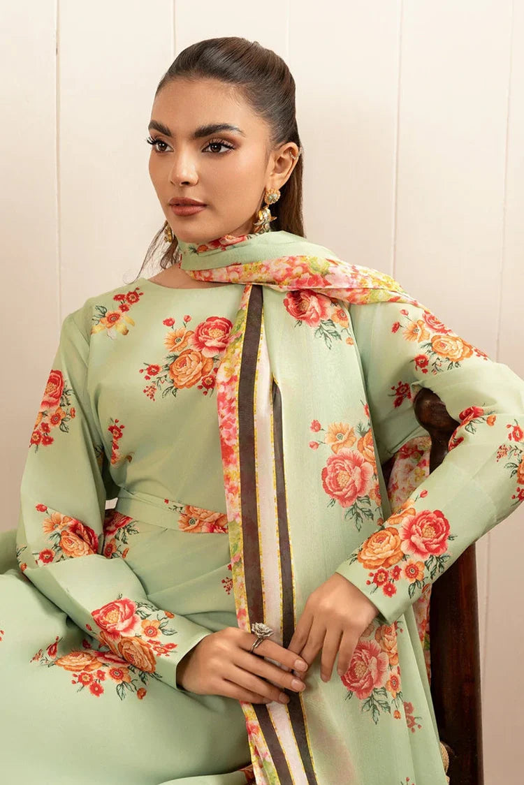 Picture of Stitch Vibes - Basic Wear Pret - 3 PC - Olive Floral Dress - Available at Raja Sahib