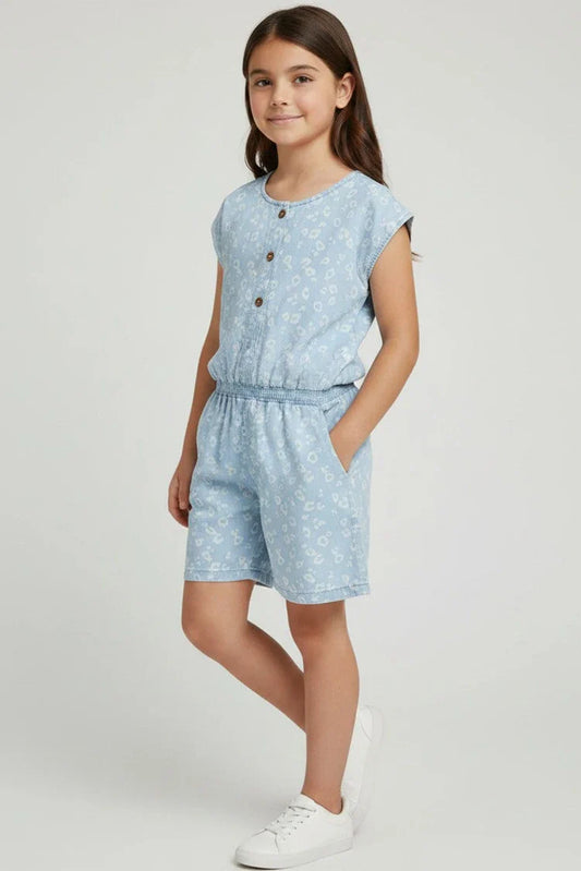 Ixample - Girls Printed Denim Playsuit
