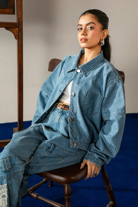 Peelu - Striped Denim Jacket