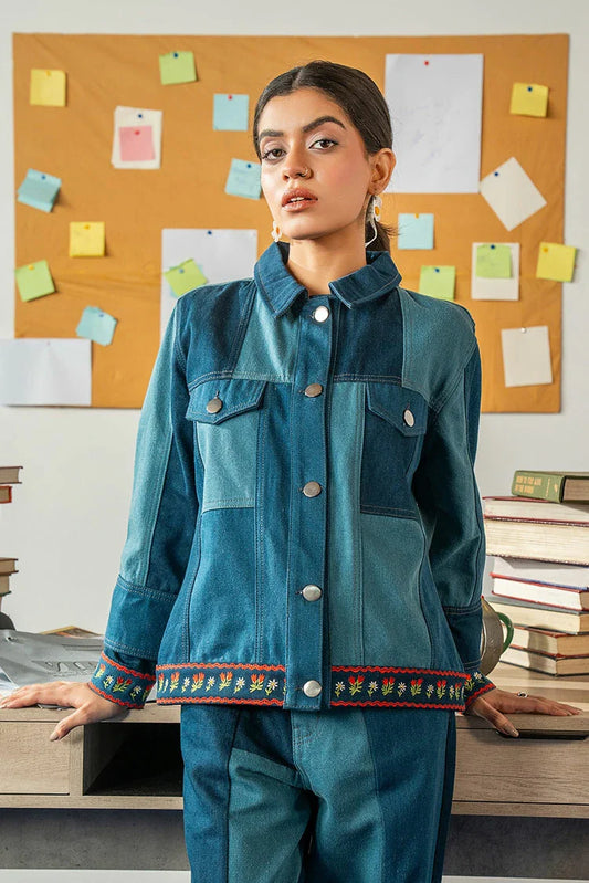 Peelu - Embroidered Denim Jacket with Patch Details