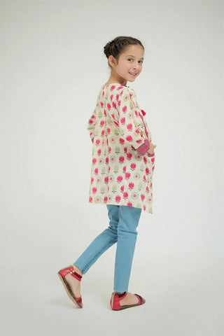 Picture of KAA-02579 | Cream & Multicolor | Casual Kurta | Cotton Lawn Printed - by Raja Sahib Kids