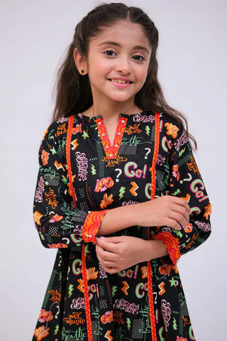 Picture of KAA-02723 | Black & Multicolor | Casual Kurta | Cotton Lawn Printed - by Raja Sahib Kids