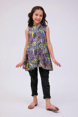 Picture of KAA-02724 | Grey & Multicolor | Casual Kurta | Cotton Lawn Printed - by Raja Sahib Kids