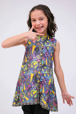 Picture of KAA-02724 | Grey & Multicolor | Casual Kurta | Cotton Lawn Printed - by Raja Sahib Kids