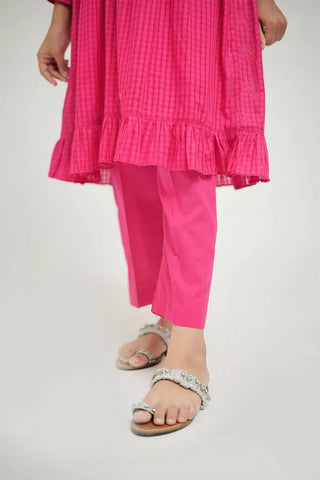 Picture of KAC-02642 | Shocking Pink | Casual 2 Piece Suit | Cotton Self Dobby Check - by Raja Sahib Kids