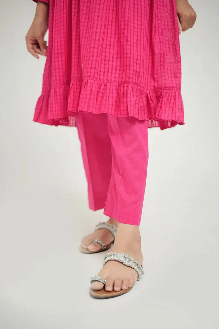 Picture of Senorita - KAC-02642 - Shocking Pink - Casual 2 Piece Suit - Cotton Self Dobby Check - Available at Raja Sahib